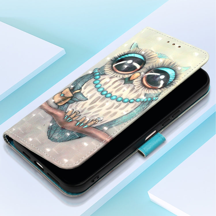 For Samsung Galaxy S25 5G 3D Painting Horizontal Flip Leather Phone Case(Grey Owl)