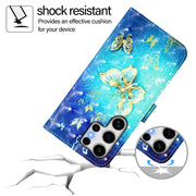 For Samsung Galaxy S25 Ultra 5G 3D Painting Horizontal Flip Leather Phone Case(Golden Butterfly)