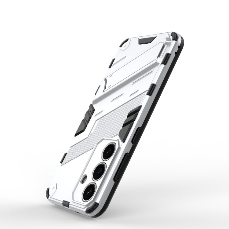 For Samsung Galaxy S25 5G Punk Armor 2 in 1 PC + TPU Shockproof Phone Case with Invisible Holder(White)