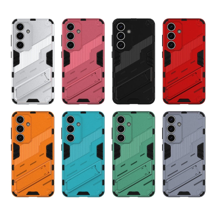 For Samsung Galaxy S25 5G Punk Armor 2 in 1 PC + TPU Shockproof Phone Case with Invisible Holder(Orange)
