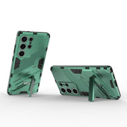 For Samsung Galaxy S25 Ultra 5G Punk Armor 2 in 1 PC + TPU Shockproof Phone Case with Invisible Holder(Green)