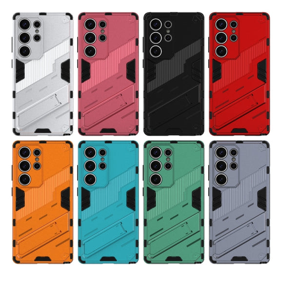 For Samsung Galaxy S25 Ultra 5G Punk Armor 2 in 1 PC + TPU Shockproof Phone Case with Invisible Holder(White)