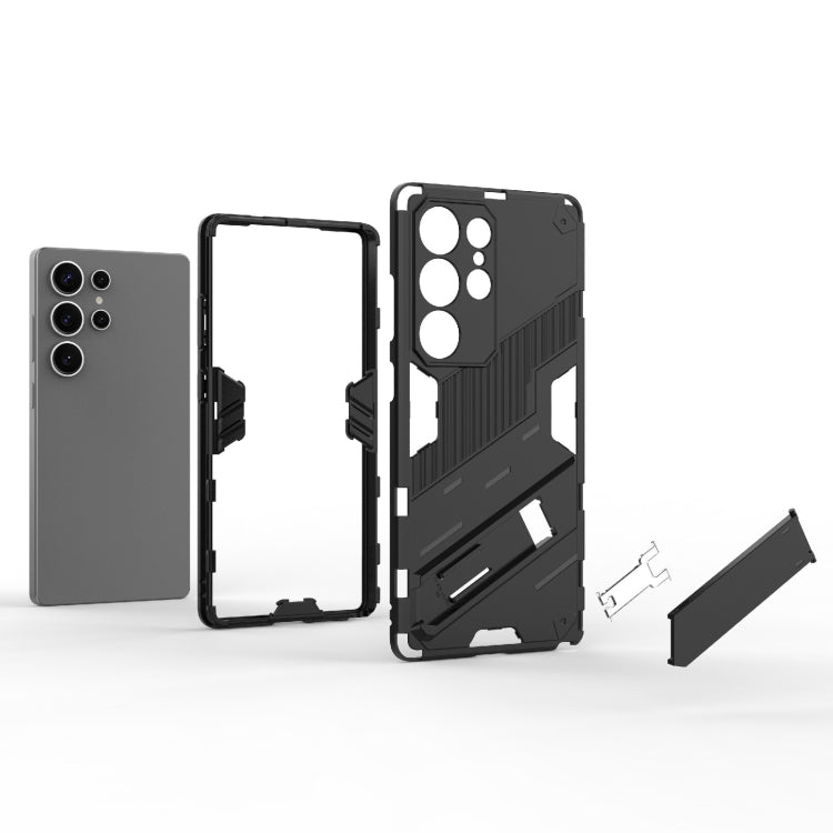For Samsung Galaxy S25 Ultra 5G Punk Armor 2 in 1 PC + TPU Shockproof Phone Case with Invisible Holder(Blue)