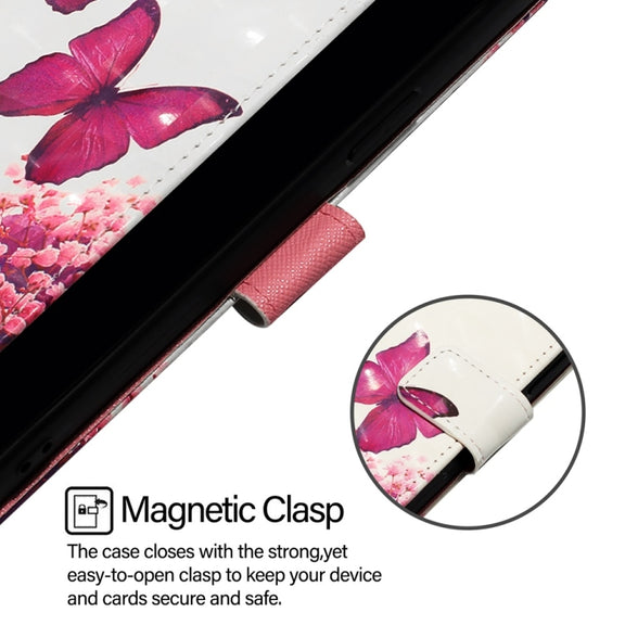 For Blackview A53 3D Painting Horizontal Flip Leather Phone Case(Rose Butterfly)