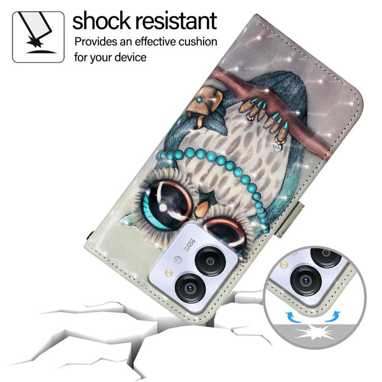 For Blackview Color 8 3D Painting Horizontal Flip Leather Phone Case(Grey Owl)