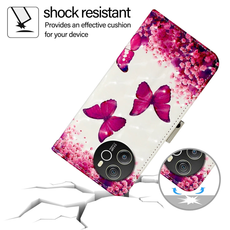 For Blackview Shark 8 3D Painting Horizontal Flip Leather Phone Case(Rose Butterfly)