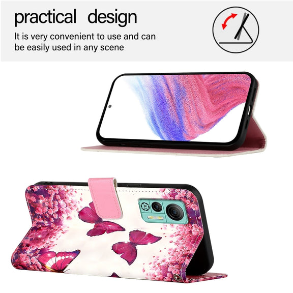 For Ulefone Note 14 3D Painting Horizontal Flip Leather Phone Case(Rose Butterfly)
