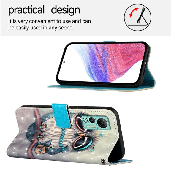 For Ulefone Note 14 3D Painting Horizontal Flip Leather Phone Case(Grey Owl)