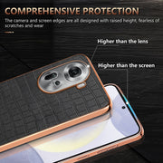For OPPO Reno11 Global AZNS Electroplated Frame Crocodile Texture Full Coverage Phone Case(Green)