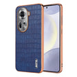 For OPPO Reno11 Global AZNS Electroplated Frame Crocodile Texture Full Coverage Phone Case(Blue) - OPPO Cases by AZNS | Online Shopping South Africa | PMC Jewellery | Buy Now Pay Later Mobicred