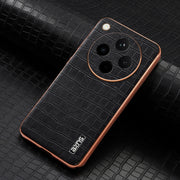 For OPPO Find X8 AZNS Electroplated Frame Crocodile Texture Full Coverage Phone Case(Black)