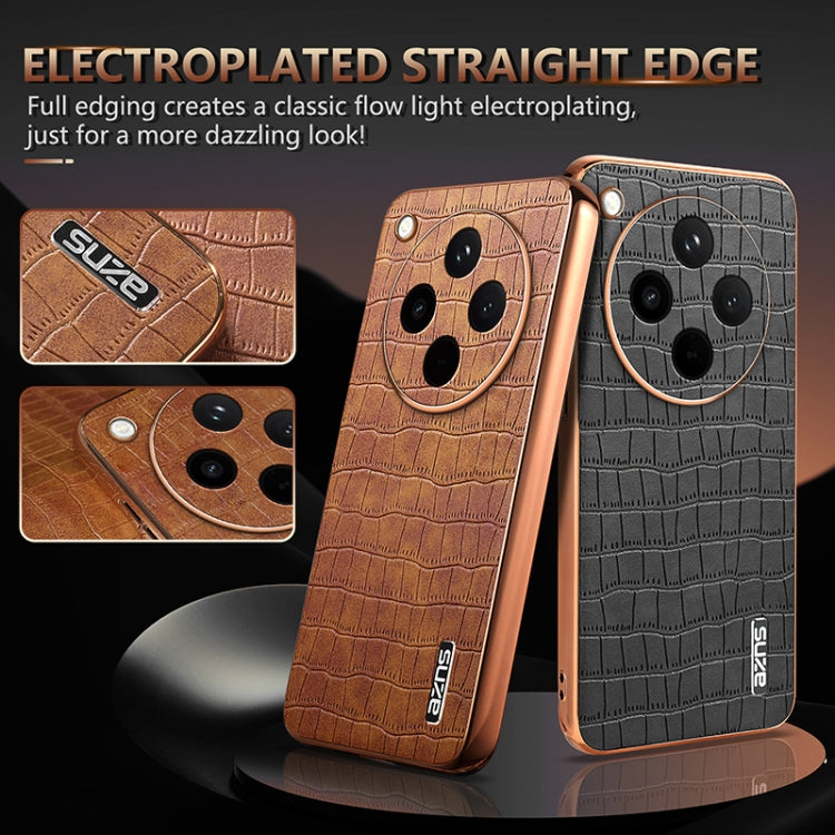 For OPPO Find X8 AZNS Electroplated Frame Crocodile Texture Full Coverage Phone Case(Black)