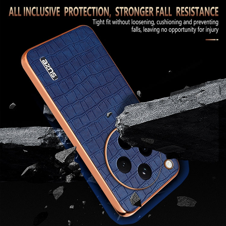For OPPO Find X8 AZNS Electroplated Frame Crocodile Texture Full Coverage Phone Case(Green)