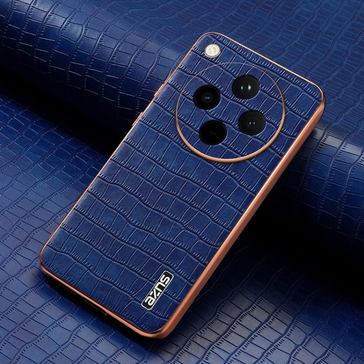 For OPPO Find X8 AZNS Electroplated Frame Crocodile Texture Full Coverage Phone Case(Blue)