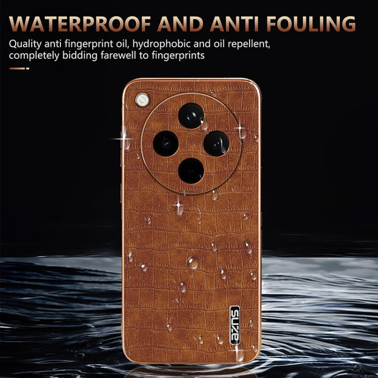 For OPPO Find X8 AZNS Electroplated Frame Crocodile Texture Full Coverage Phone Case(Blue)