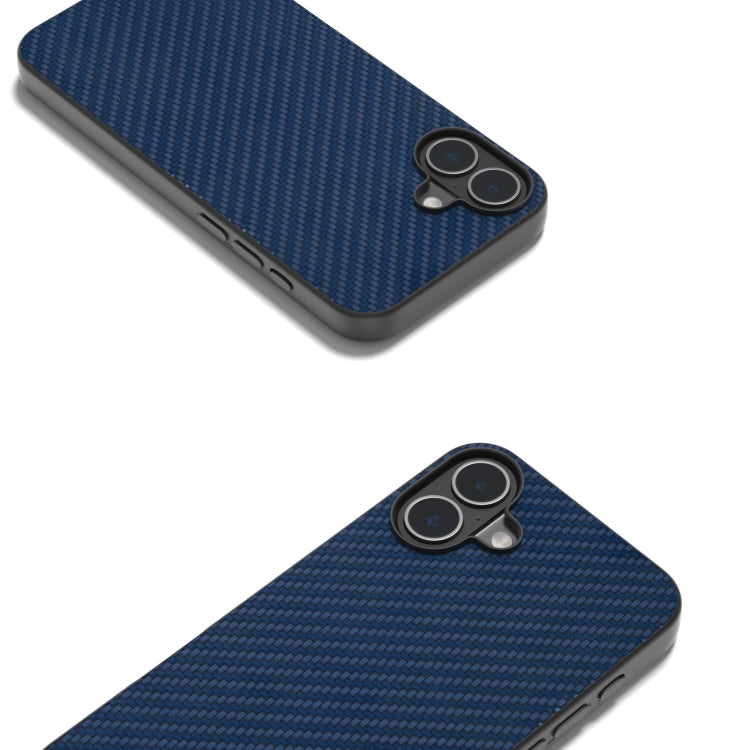 For iPhone 16 Carbon Fiber Texture Protective Phone Case(Dark Blue)