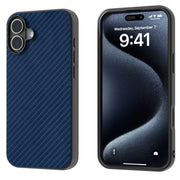 For iPhone 16 Carbon Fiber Texture Protective Phone Case(Dark Blue)
