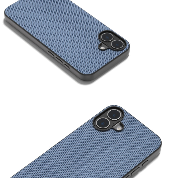 For iPhone 16 Carbon Fiber Texture Protective Phone Case(Light Blue)