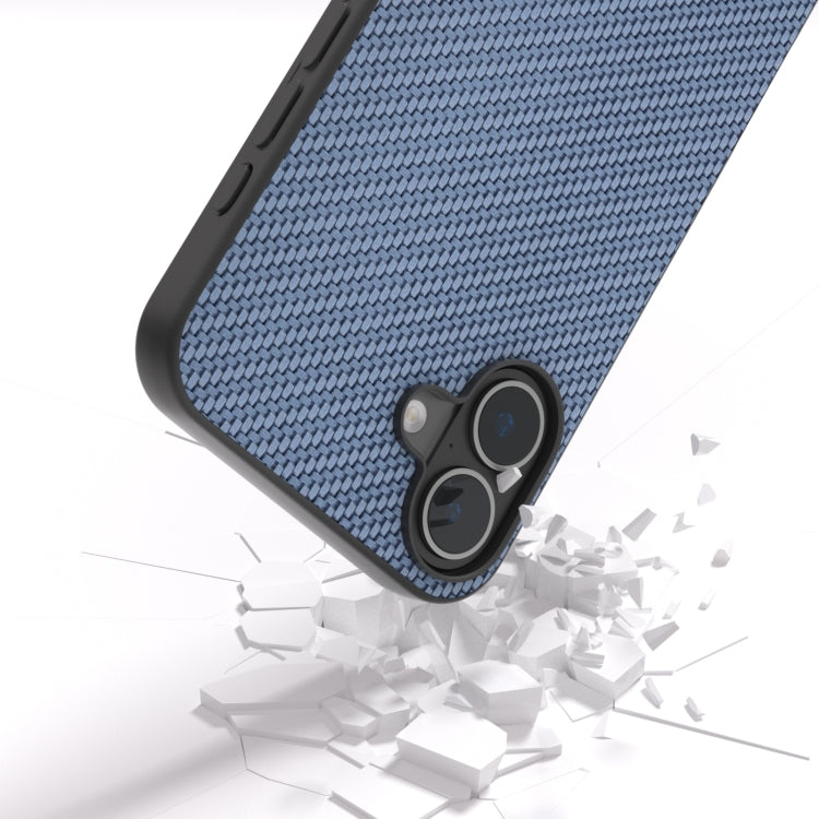 For iPhone 16 Carbon Fiber Texture Protective Phone Case(Light Blue)