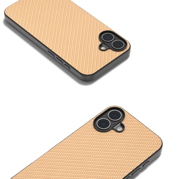 For iPhone 16 Carbon Fiber Texture Protective Phone Case(Gold)