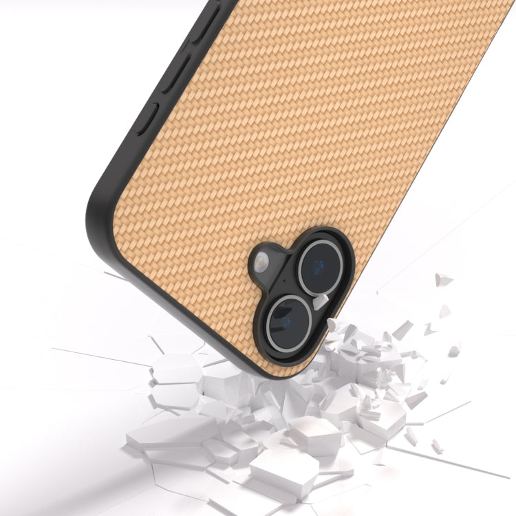 For iPhone 16 Carbon Fiber Texture Protective Phone Case(Gold)