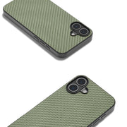 For iPhone 16 Plus Carbon Fiber Texture Protective Phone Case(Green)