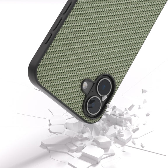 For iPhone 16 Plus Carbon Fiber Texture Protective Phone Case(Green)