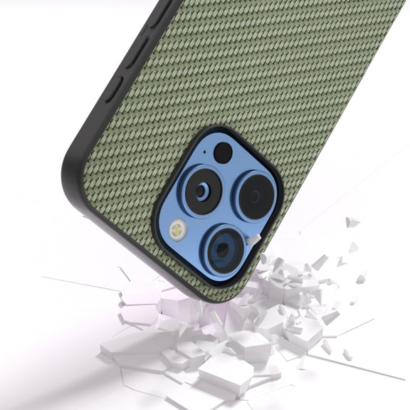 For iPhone 16 Pro Carbon Fiber Texture Protective Phone Case(Green)