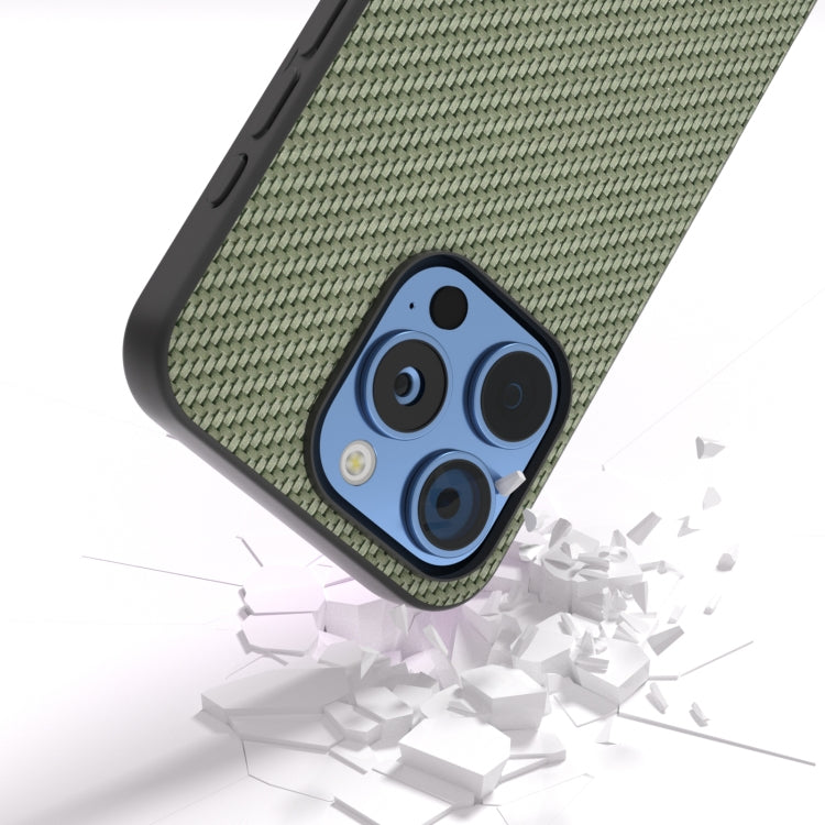For iPhone 16 Pro Carbon Fiber Texture Protective Phone Case(Green)