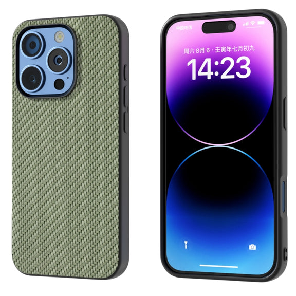 For iPhone 16 Pro Carbon Fiber Texture Protective Phone Case(Green)
