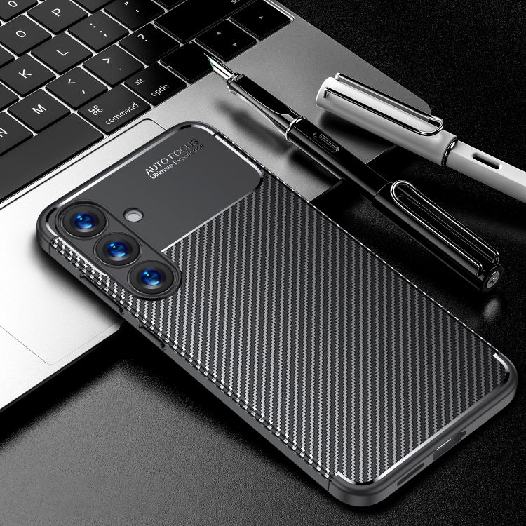For Samsung Galaxy S25+ 5G Carbon Fiber Texture Shockproof TPU Phone Case(Black)
