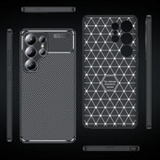 For Samsung Galaxy S25 Ultra 5G Carbon Fiber Texture Shockproof TPU Phone Case(Black)