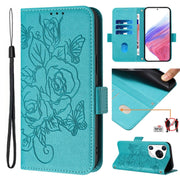 For Huawei Pura 70 Pro Embossed Rose RFID Anti-theft Leather Phone Case(Light Blue)