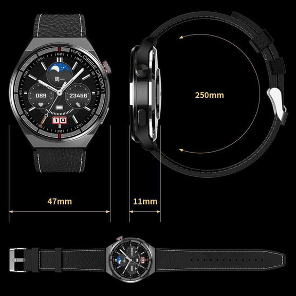 1.3 inch Leather Band IP68 Water-resistant Smart Watch Support Bluetooth Call(Black)