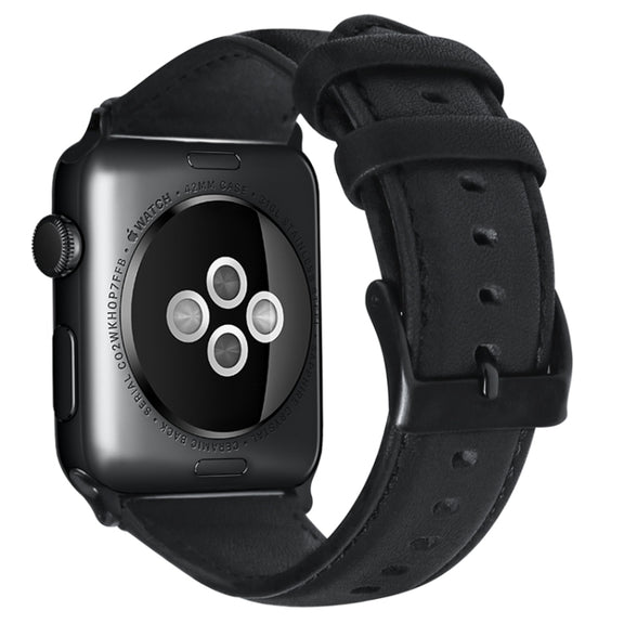 For Apple Watch Ultra 2 49mm Oil Wax Genuine Leather Watch Band(Black)