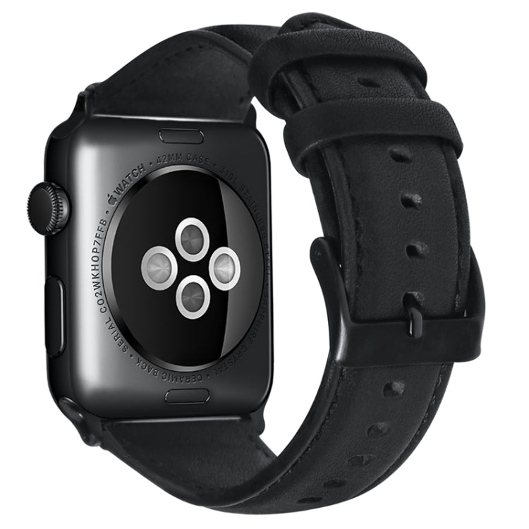 For Apple Watch Ultra 2 49mm Oil Wax Genuine Leather Watch Band(Black)