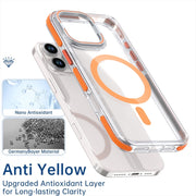 For iPhone 16 Plus Dual-Color Clear Acrylic Hybrid TPU Lens Flip Holder MagSafe Phone Case(Blue)