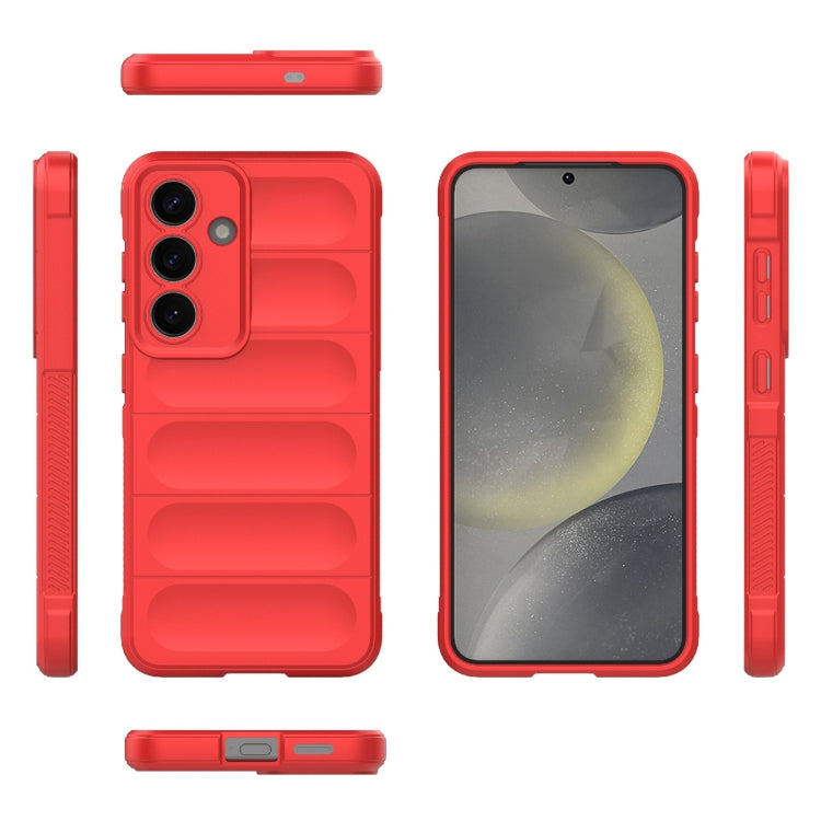 For Samsung Galaxy S25 5G Magic Shield TPU + Flannel Phone Case(Red)