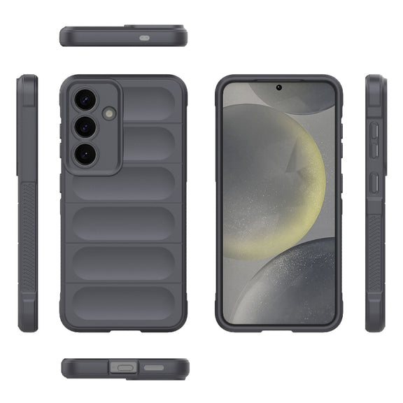 For Samsung Galaxy S25 5G Magic Shield TPU + Flannel Phone Case(Dark Grey)