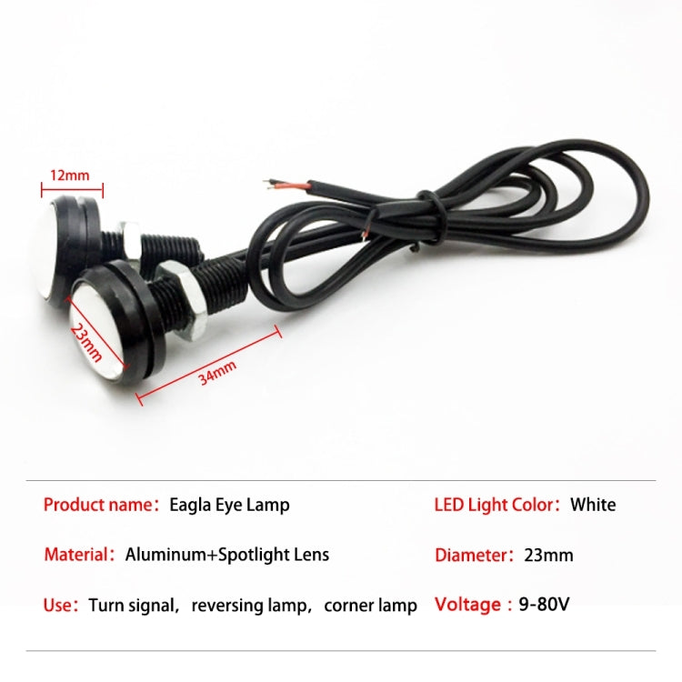 10pcs 23mm 1.5W DC12V Motorcycle Eagle Eye Light Double Lens Strobe Light(White Light)