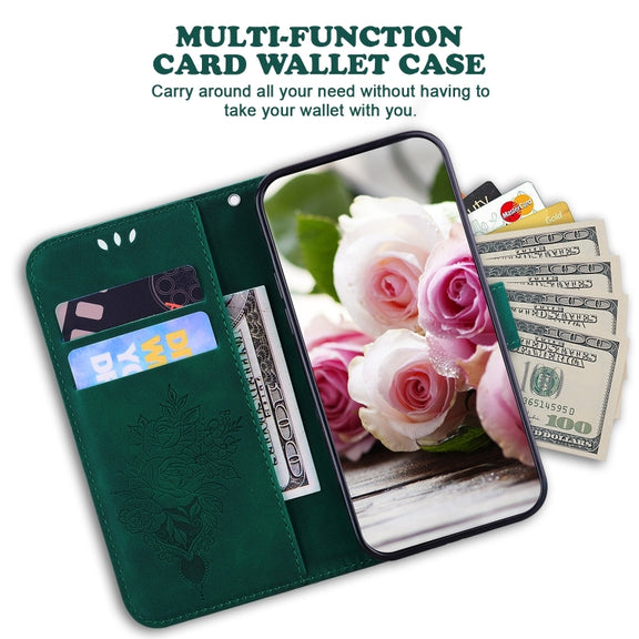 For Redmi K70 / K70 Pro Butterfly Rose Embossed Leather Phone Case(Green)