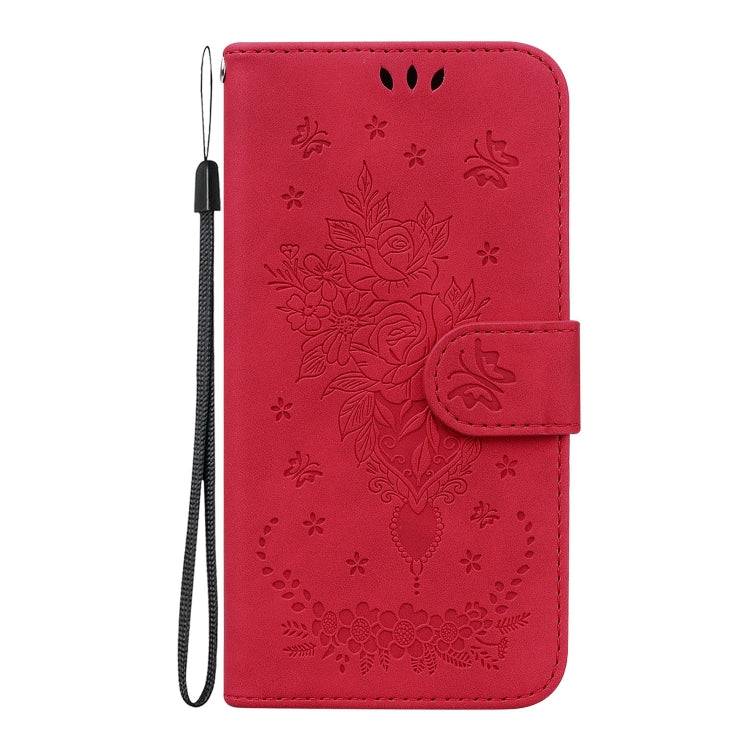 For Redmi K70 / K70 Pro Butterfly Rose Embossed Leather Phone Case(Red)