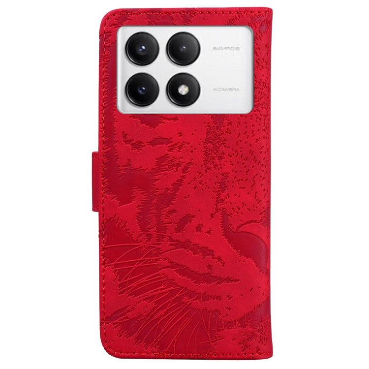 For Redmi K70 / K70 Pro Tiger Embossing Pattern Flip Leather Phone Case(Red)
