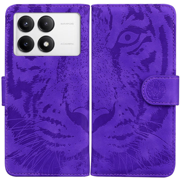 For Redmi K70 / K70 Pro Tiger Embossing Pattern Flip Leather Phone Case(Purple)