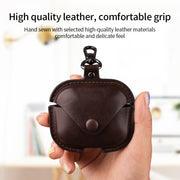 For Redmi Buds 5 Business Leather Earphone Protective Case with Hook(Black)