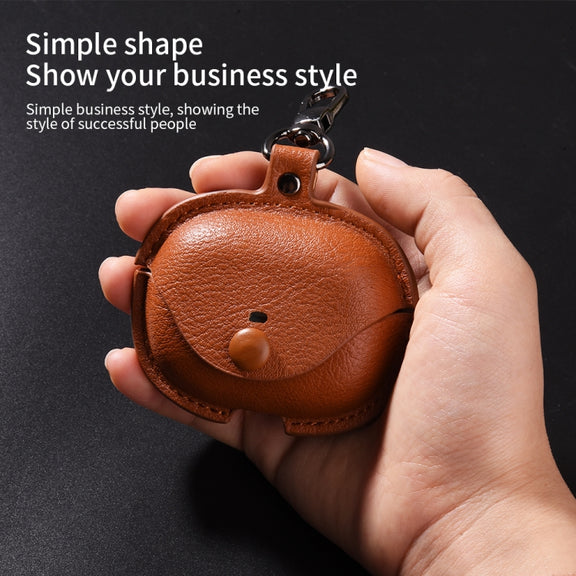 For Redmi Buds 5 Pro / Buds 4 Pro Business Leather Earphone Protective Case with Hook(Light Brown)