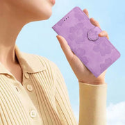 For Samsung Galaxy S25 5G Flower Embossing Pattern Leather Phone Case(Purple)