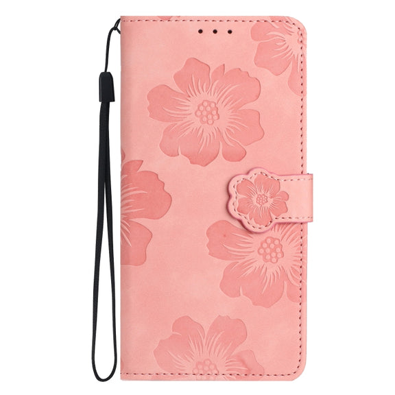 For Samsung Galaxy S25 5G Flower Embossing Pattern Leather Phone Case(Pink)