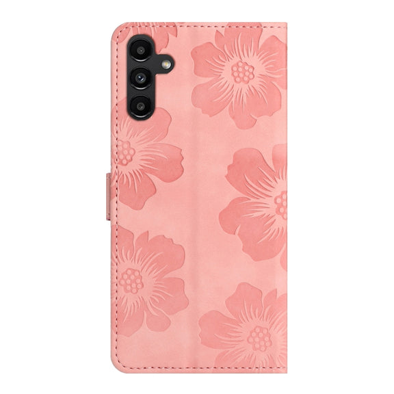 For Samsung Galaxy S25 5G Flower Embossing Pattern Leather Phone Case(Pink)