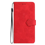 For Samsung Galaxy S25 5G Flower Embossing Pattern Leather Phone Case(Red)